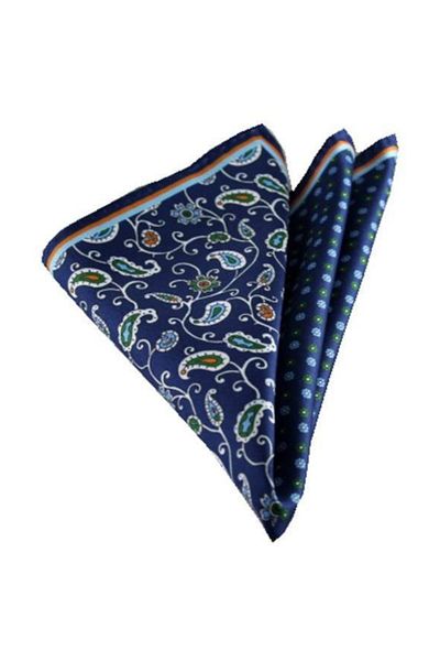 Brianze Navy Blue Floral Handkerchief M-71