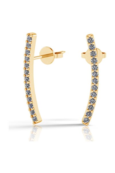 Jewelry For Light Zirkon Taşlı 18 Ayar Altın Kaplama, Ear Climber Cuff Parant...