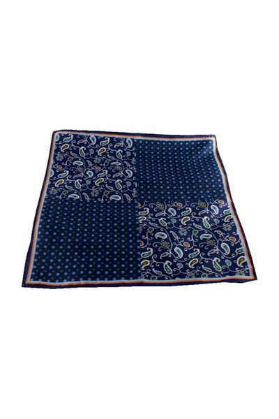 Brianze Navy Blue Floral Handkerchief M-71