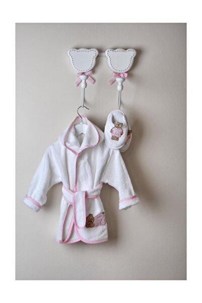 Gül Güler Kız Bebek Bornoz+terlik Yatan Ayıcıklı