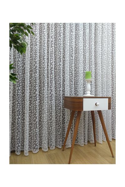 Esse Home French Lace Leaf Patterned Double-breasted Curtain - 300x250, Sparse Pleat, 1/2