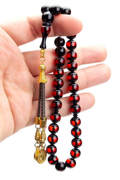 OTTOTESBİH Men's 10mm Sphere Cut Red Vernier Powder Amber Rosary