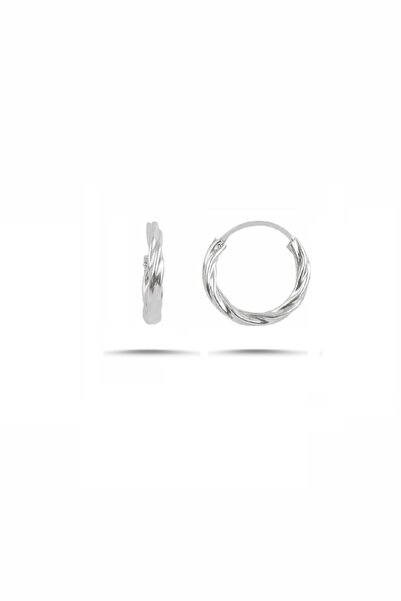 Doğan Silver Gümüş  Mini Burgu Modeli Halka Küpe 14 mm