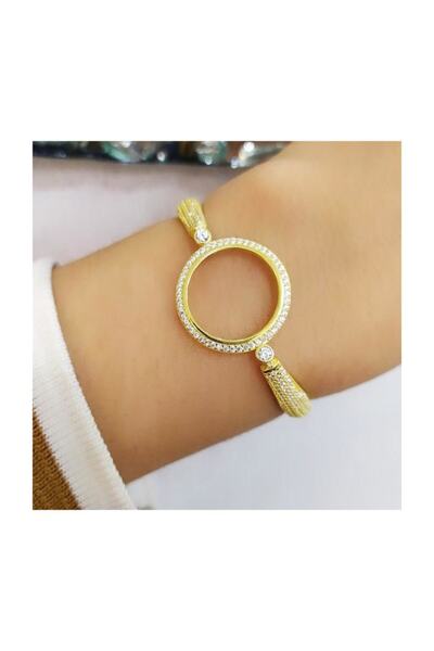 Erer Gümüş Gümüş Çeyrek Altın Konulan Çerçeveli Bileklik