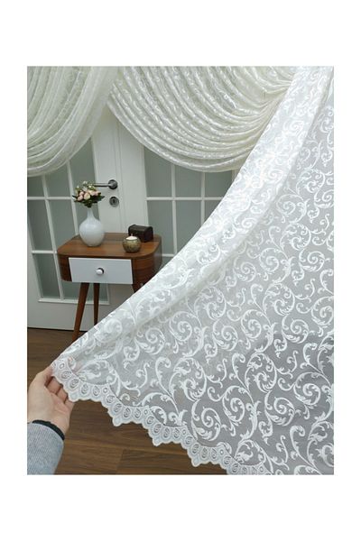 Esse Home Special Knitted Textured Double Breasted Tulle Curtain High Gramage, 200X260, Kravuze, 1/4