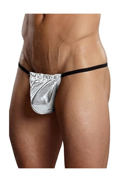 Bacio Tanga pentru bărbați Fancy Silver Color Lame