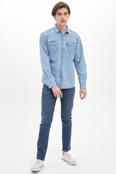DeFacto Ανδρικό τζιν παντελόνι Indigo Blue Pedro Slim Fit M7315AZ.20SP.IN186