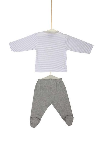 Aziz Bebe Baby Boy Gray Printed Set 0-6 Months 2-Piece Azz002028