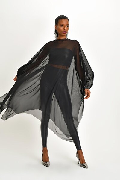 Quincey Γυναικείο μαύρο τούλι τουνίκ