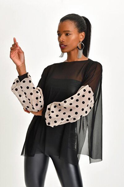 Quincey Λεπτομερής μπλούζα από τούλι πουά