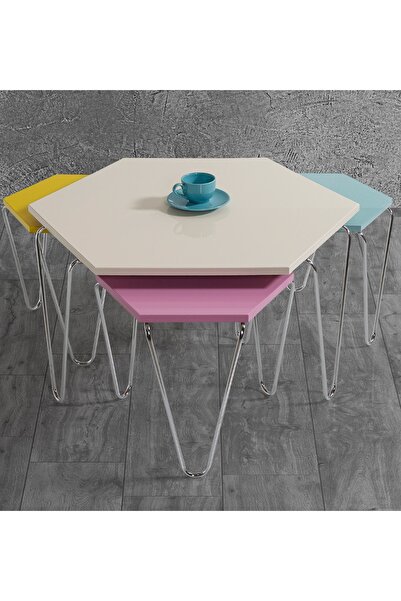 Veys Sehpa Piramit Orta Sehpa - Zigon Sehpa ( Set Takım )