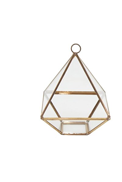 mutlu adım 12x10cm Cam Fanus Üçgen Prizma Rose Renk Terrarium