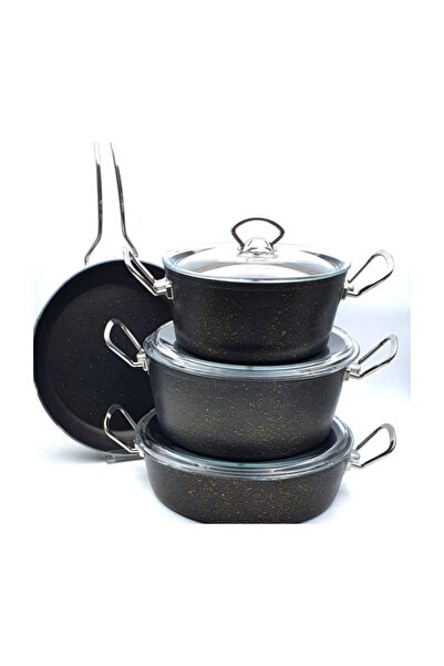 Ceylin 7 Parça Granit Set Siyah