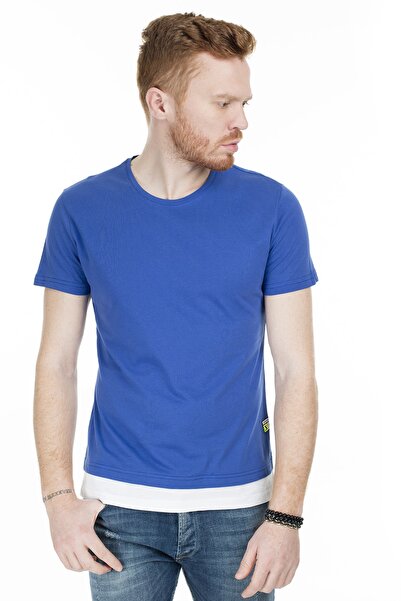Buratti Men's Cobalt Blue Crew Neck Cotton Standard Fit t Shirt Aby38102Lns
