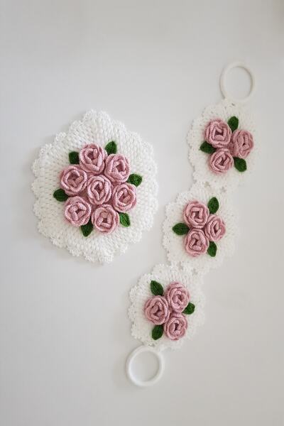 İnciShop مجموعة مناشف حمام محبوكة يدويًا