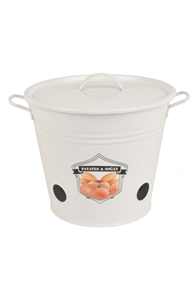 Desen Dekorasyon Patates Soğan Sepeti Tekli Beyaz