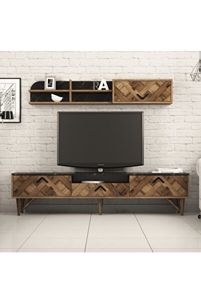 Variant Mobilya Londra Tv Ünitesi - Ceviz / Siyah Mermer