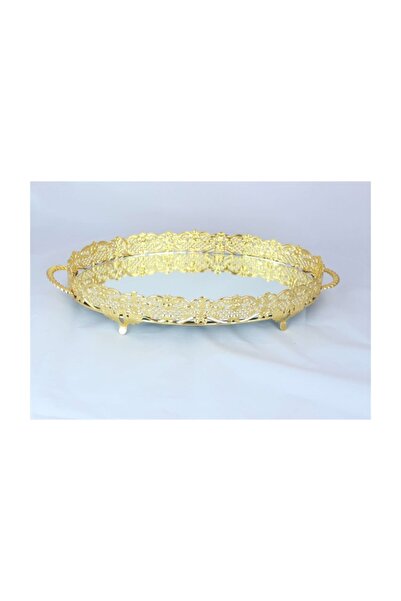 KOKOSH Oval Aynalı Metal Altın Tepsi