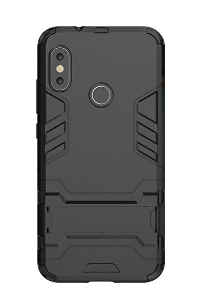 Microcase Xiaomi Mi A2 Lite - Redmi 6 Pro Alfa Serisi Armor Standlı Perfect Protect Koruma Kılıf - Siyah