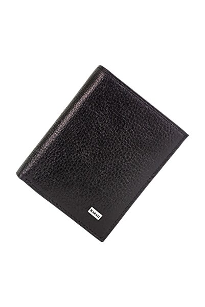 Karalı Deri Erkek Deri Cüzdan Bozuk Para Bölmeli Karalı