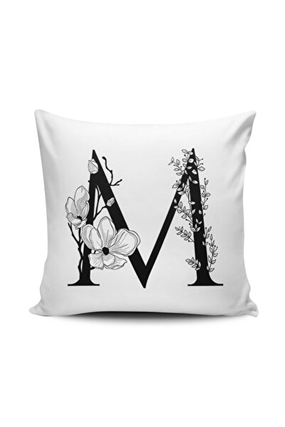 Alkan Homes M Harfli Dijital Baskılı Kırlent Kılıfı