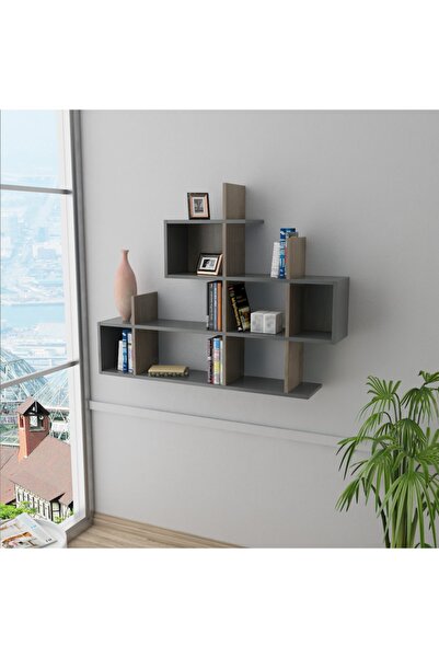 lagomood Enky Duvar Raf Antrasit & Ceviz