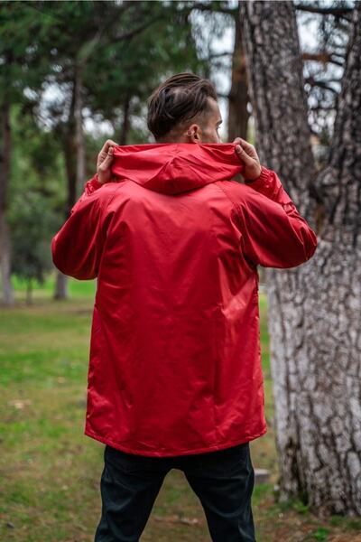 gothamvibes Men's Red Raincoat