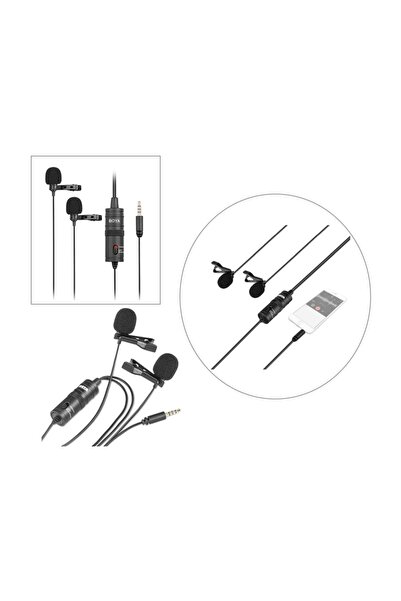 BOYA By-m1dm, Youtuber Klipleri Için Kablolu Ikili Yaka Mikrofonu