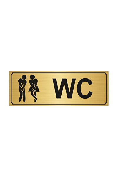 Özarslan Dizayn لوحة توجيه للنساء من Wc Bay مقاس 10 × 20 سم لاصقة باللون الذهبي