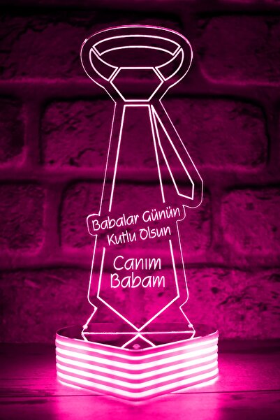 Hediye Kovanı Tie Shaped Father's Day Gift 3D Led Lamp