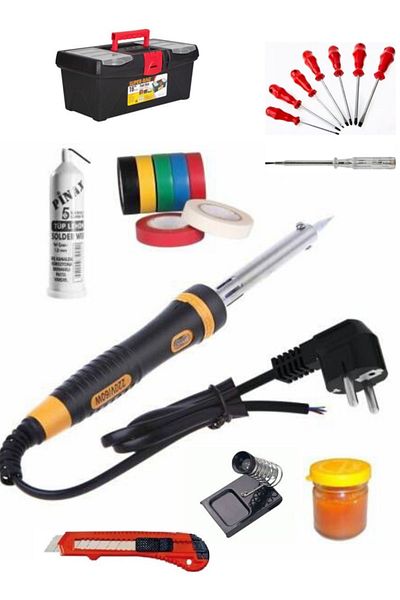 QNİAY 16 Pieces Whole Set Equipment Solder Stand Wire Pie Tape Falçata 7Li Screwdriver Set Control Pen