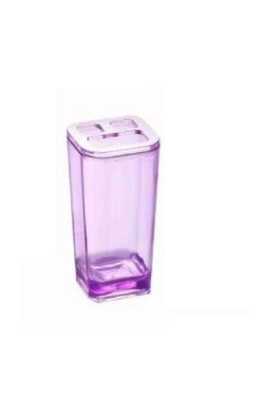 Öyküm Plastik Ακρυλική Πολύχρωμη Τετράγωνη Θήκη Οδοντόβουρτσας Μωβ