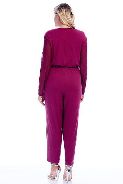 Şans Plus Size Jumpsuit - Purple - Fitted