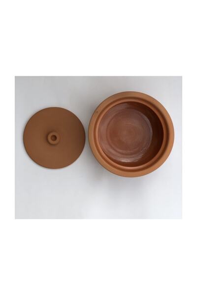 Topsan Doğal Toprak Güveç Tencere (Orta Boy Şeffaf Sırlı)