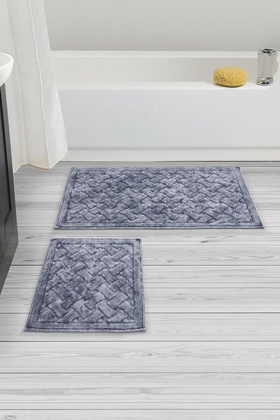 Alanur Home Ματάκι δαπέδου Alanur Conexos Cotton 2 τεμαχίων Antique Blue