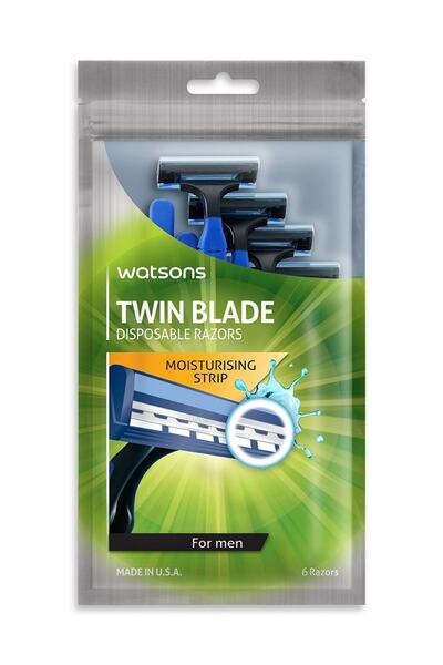 Watsons ماكينة حلاقة رجالي بشفرة مزدوجة للاستعمال مرة واحدة 6 قطع 4894532110759