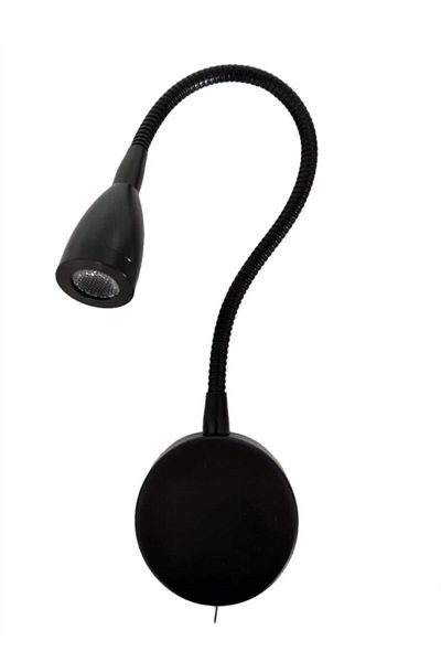 yigitled 12V 3W LED Book Reading Lamp - Black Body with Switch, Suitable for Yacht, Motorhome and Marine