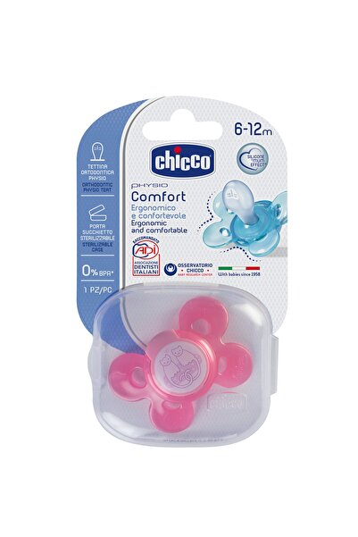 Chicco Suzetă Physio Comfort din silicon, 6-12 luni, fete