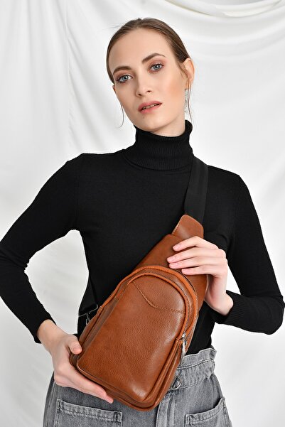 Bagzone Geantă de talie cu două compartimente pentru femei, maro, 10RZ3001