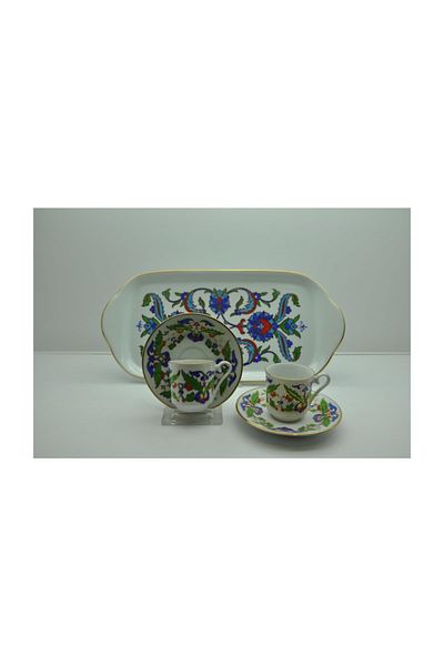 Kütahya Porselen Coffee Cup with Tray for 2 Persons Decoration No:07551