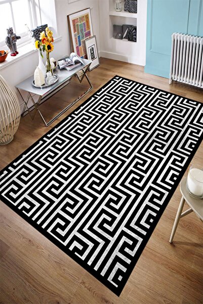 Resmiro Geometrik Labirent Desenli Dijital Baskılı Halı