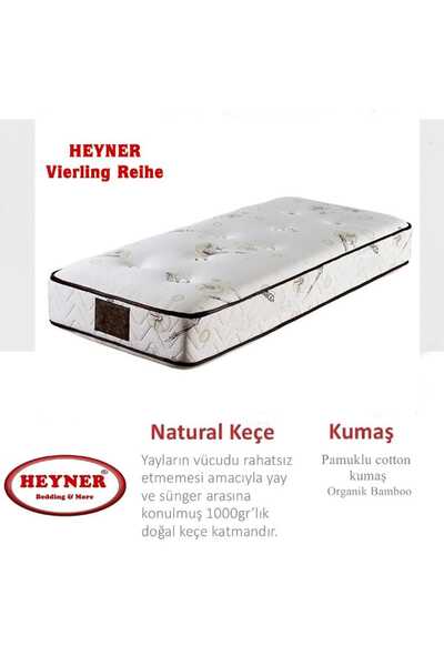 Heyner Vierling Reihe 90x180 Cm Ortopedik Yaylı Yatak Lüx Coffe Bamboo Yatak