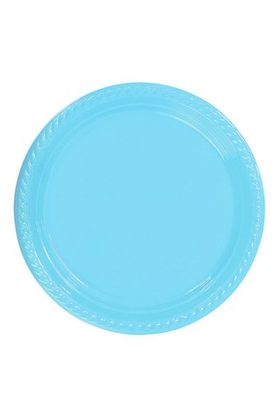 Kazanabil 25pcs Plastic Plate for Picnic and Party Blue