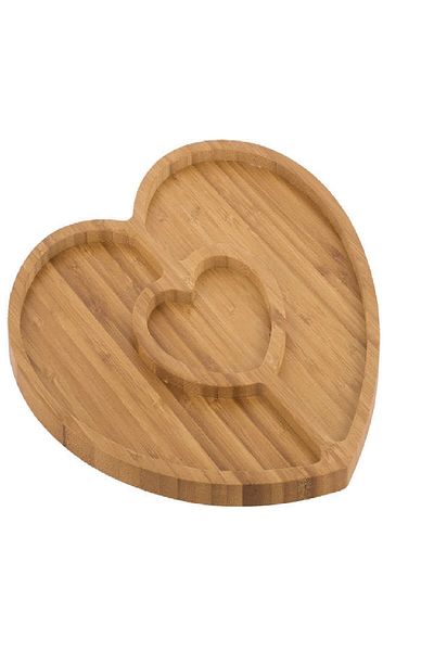 Tantitoni Heart Shaped Bamboo Snack Bowl with Sauce Bowl