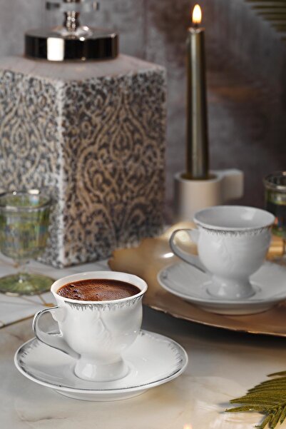 Kütahya Porselen Arte Bianco 4 Parça 2 Kişilik Lena Kahve Takımı