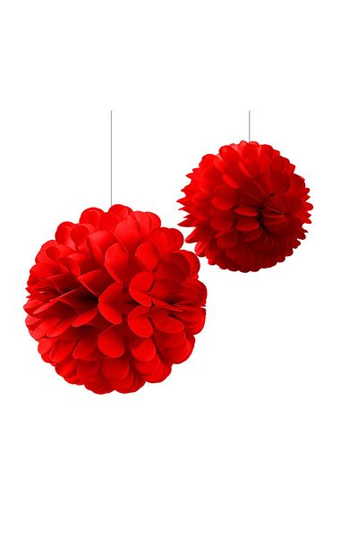 Kazanabil 2 Pack Paper Ball Decorative Hanging Party Decoration Red