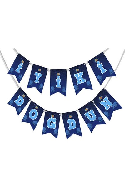 Kazanabil Kral Şakir Happy Birthday Written Letter Flag Set in Space