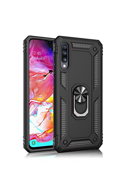 Molly Galaxy A70 Uyumlu Siyah Megatron Yüzüklü Silikon Pc Kılıf