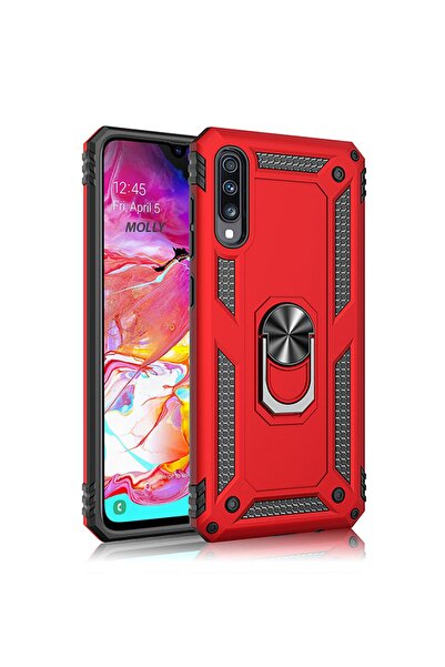 Molly Galaxy A50 Uyumlu Bordo Megatron Yüzüklü Silikon Pc Kılıf