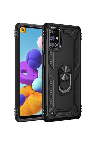Molly Galaxy M31s Uyumlu Siyah Megatron Yüzüklü Silikon Pc Kılıf